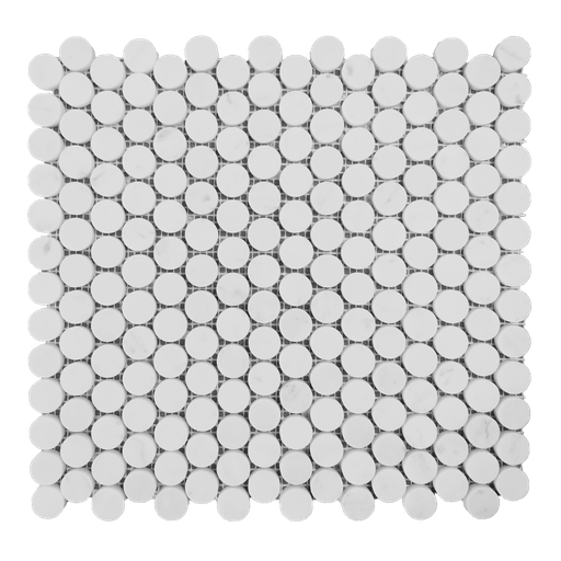 [MMBP0HA] Honed marble 3/4" penny field in 'Carrara White'